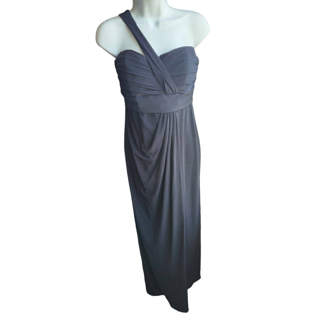 Amsale Navy Blue Long Formal Dress Maxi Sweetheart Neck Wedding Stretch Size 8 - Picture 1 of 4